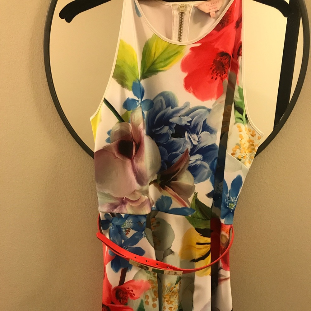 Ted Baker floral skater dress with belt